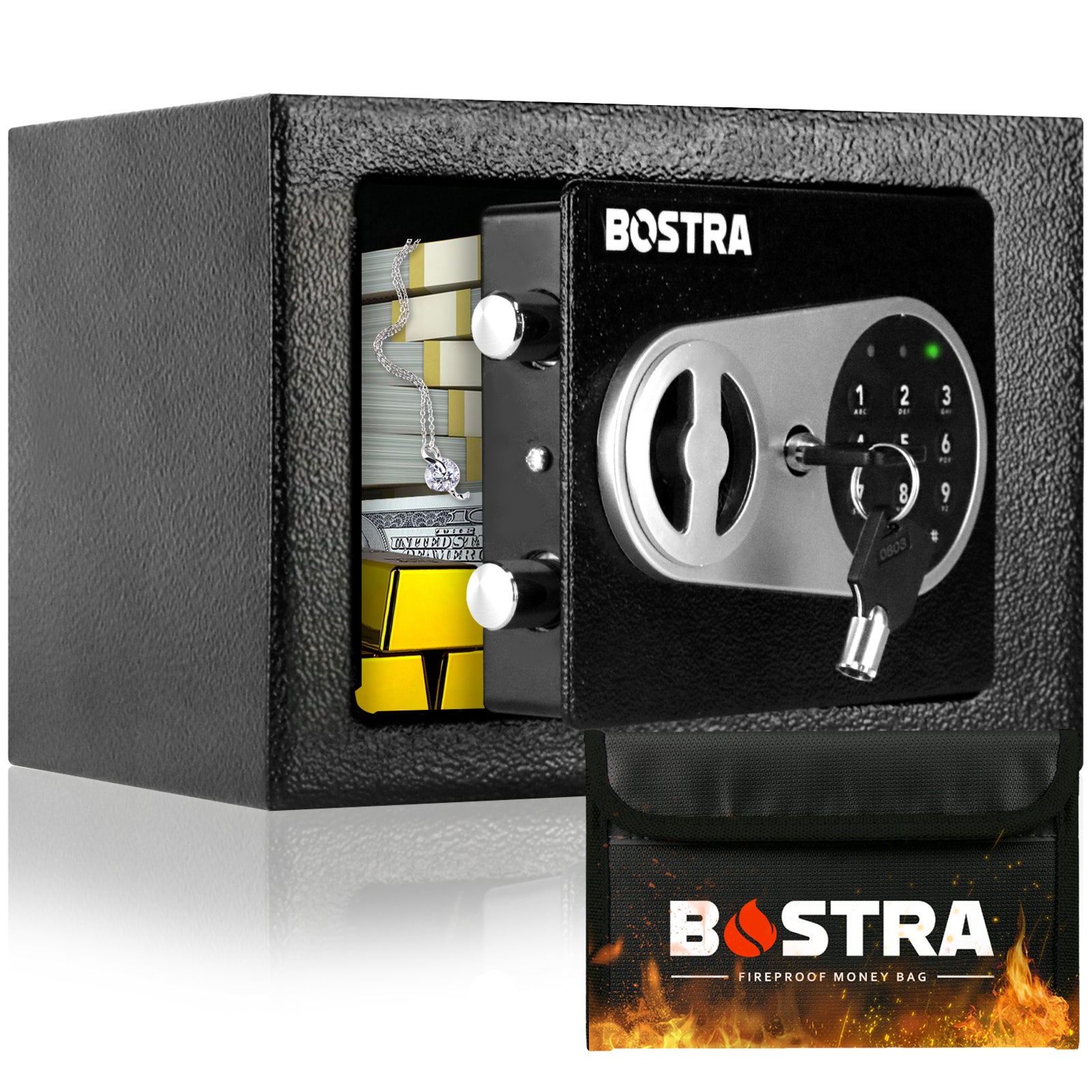 Safe Box | 0.23 Cubic Feet with 9070 keypad in multiple colors | Bostra