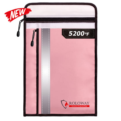 ROLOWAY upgraded pink fireproof document bag 15.5 x 11.5 inch4
