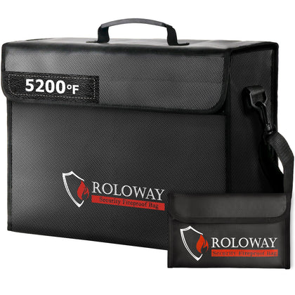 Large Fireproof bag |  17 x 12 x 5.8 inch  5200℉ Black Fireproof Bag  | Roloway