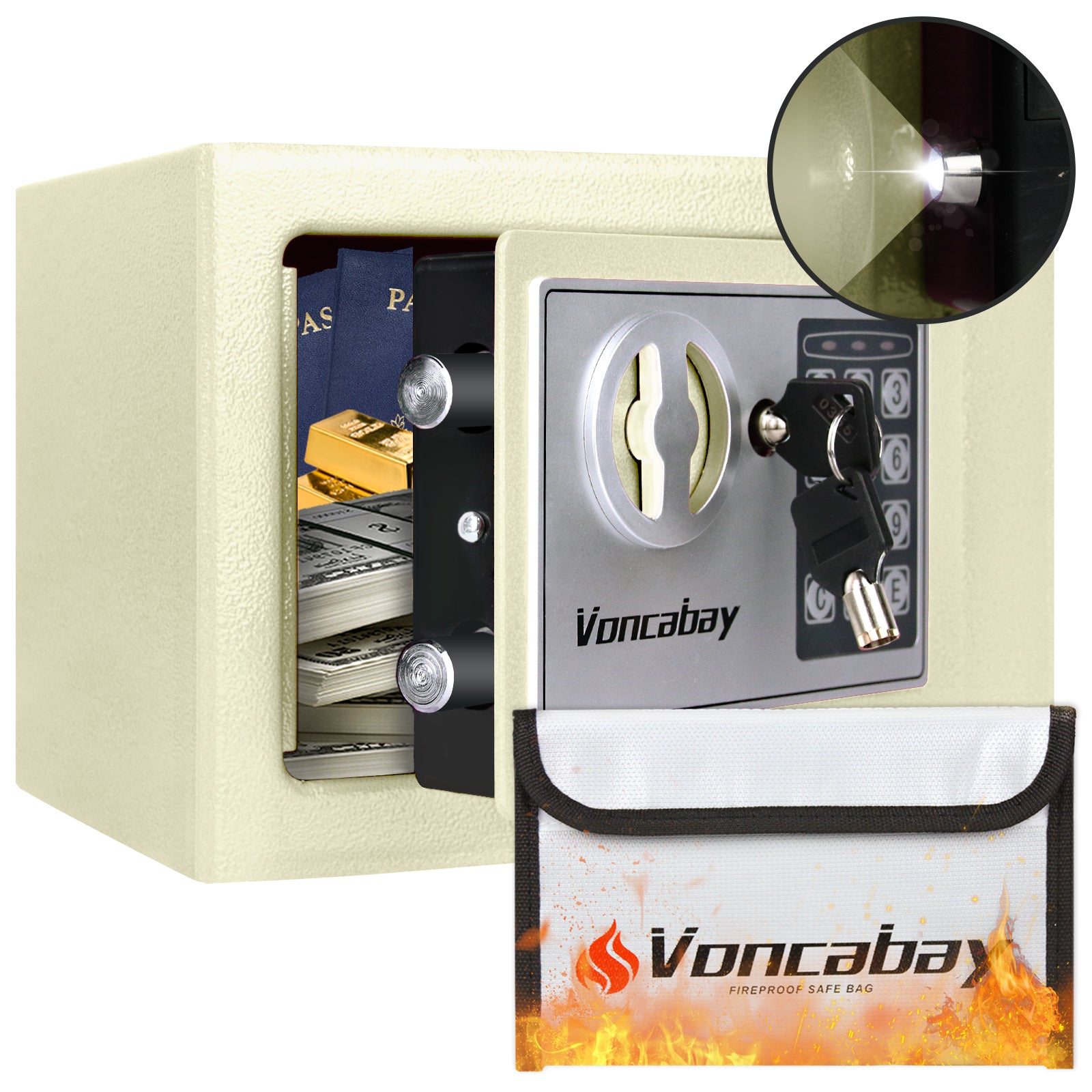 Safe Box | 0.23 Cubic Feet with Black Keypad  | Voncabay