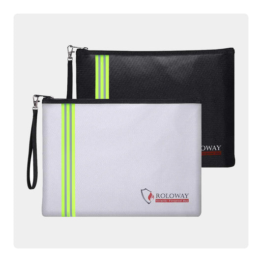 Fireproof Clutch | Black & Sliver with Reflective Strip | L