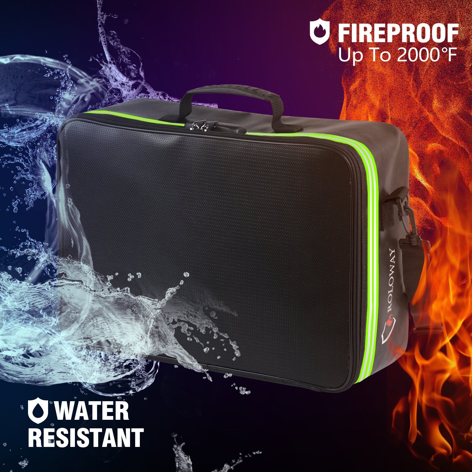 ROLOWAY Bolsa para documentos ignífuga multicapa con cerradura (17 x 12 x 5 pulgadas)