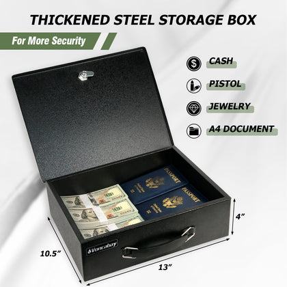Voncabay Money Safe Box for Home, Fireproof Money Bag for Cash, Black Safe2