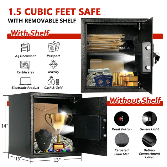 Safe Box | 1.5 Cubic Feet with Black Keypad | Voncabay