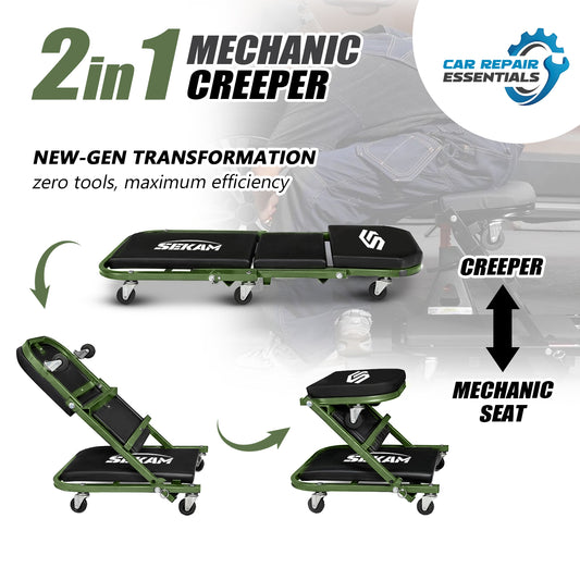 2-in-1 Mechanic Creeper | 36-Inch | Green