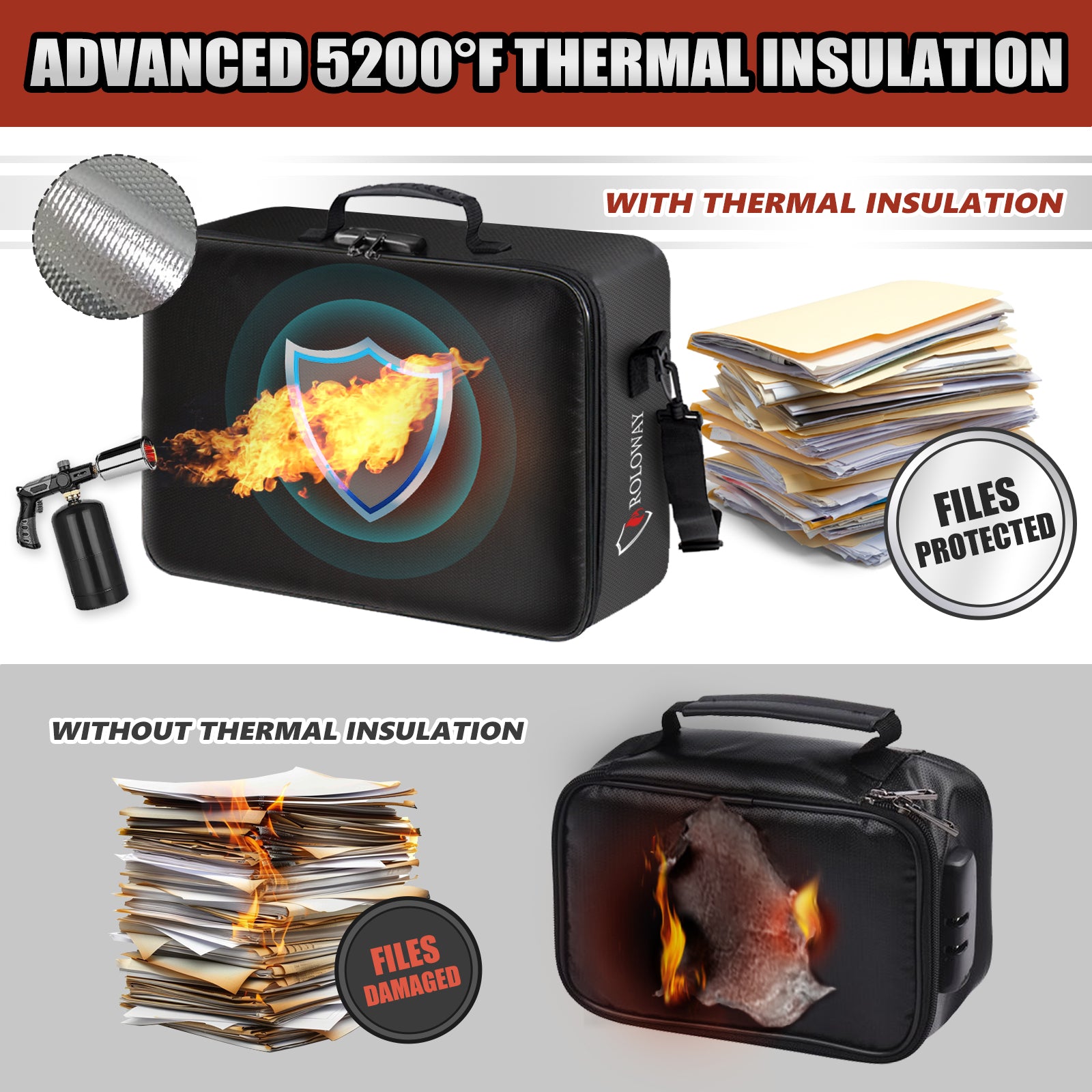 Fireproof bag 5200°F AL | Multilayer | Black | XL