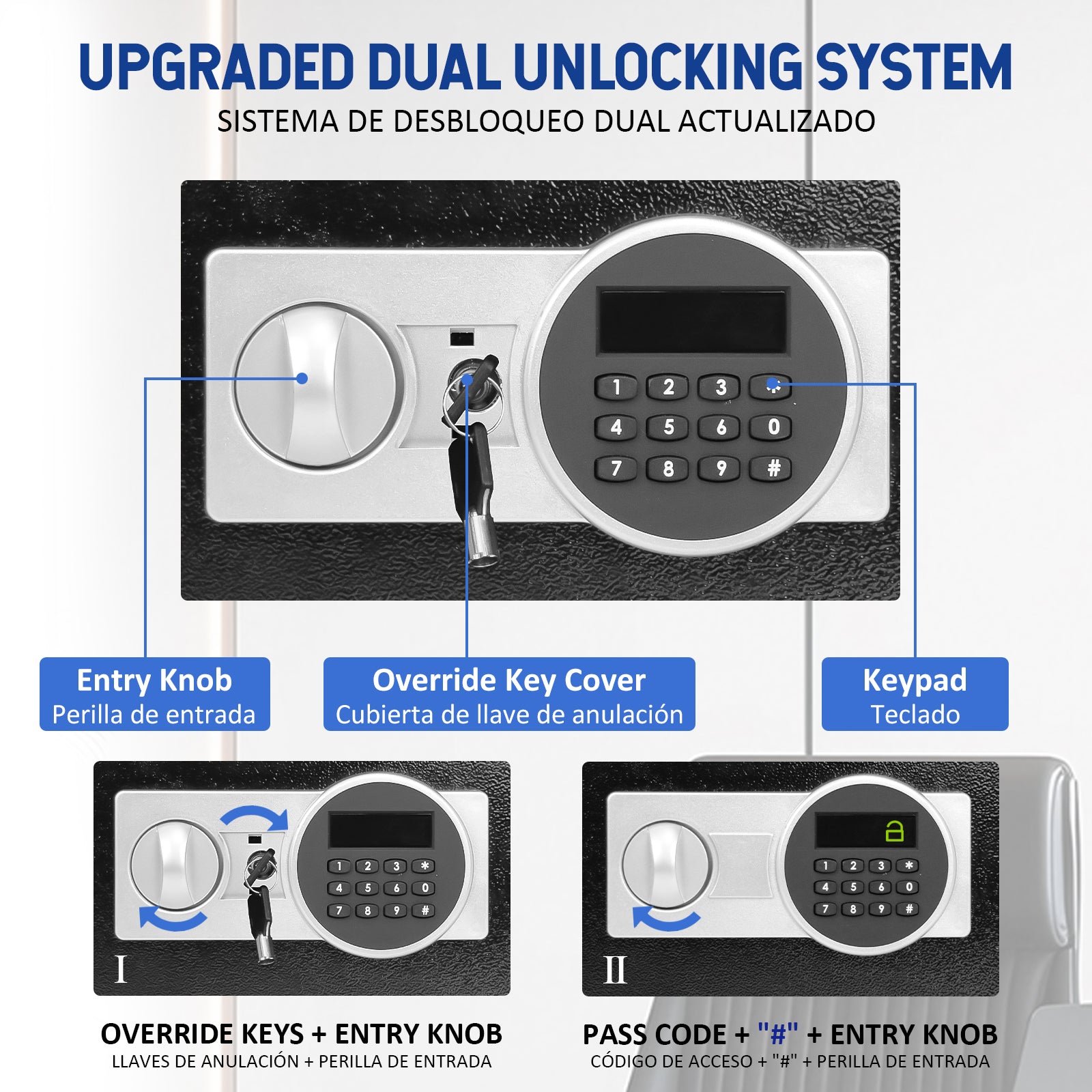 Bundle-ROLOWAY SAFE Caja fuerte grande para dinero con 2 bolsas de dinero ignífugas y bolsa de almacenamiento de archivos ignífuga, color negro (17 x 11,8 x 5 pulgadas) con cerradura