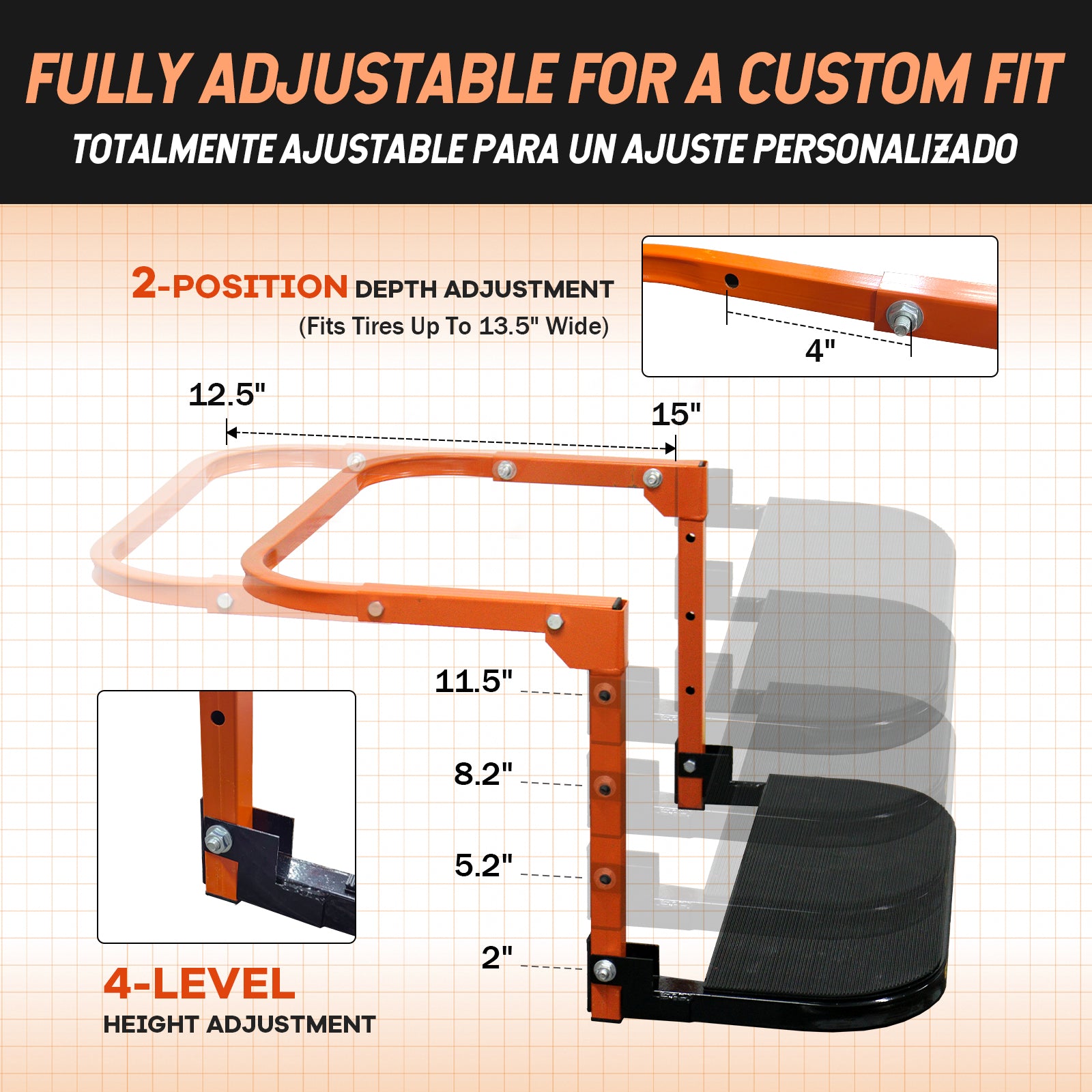 Folding Heavy Duty Tire Step | Orange | Sekamtools