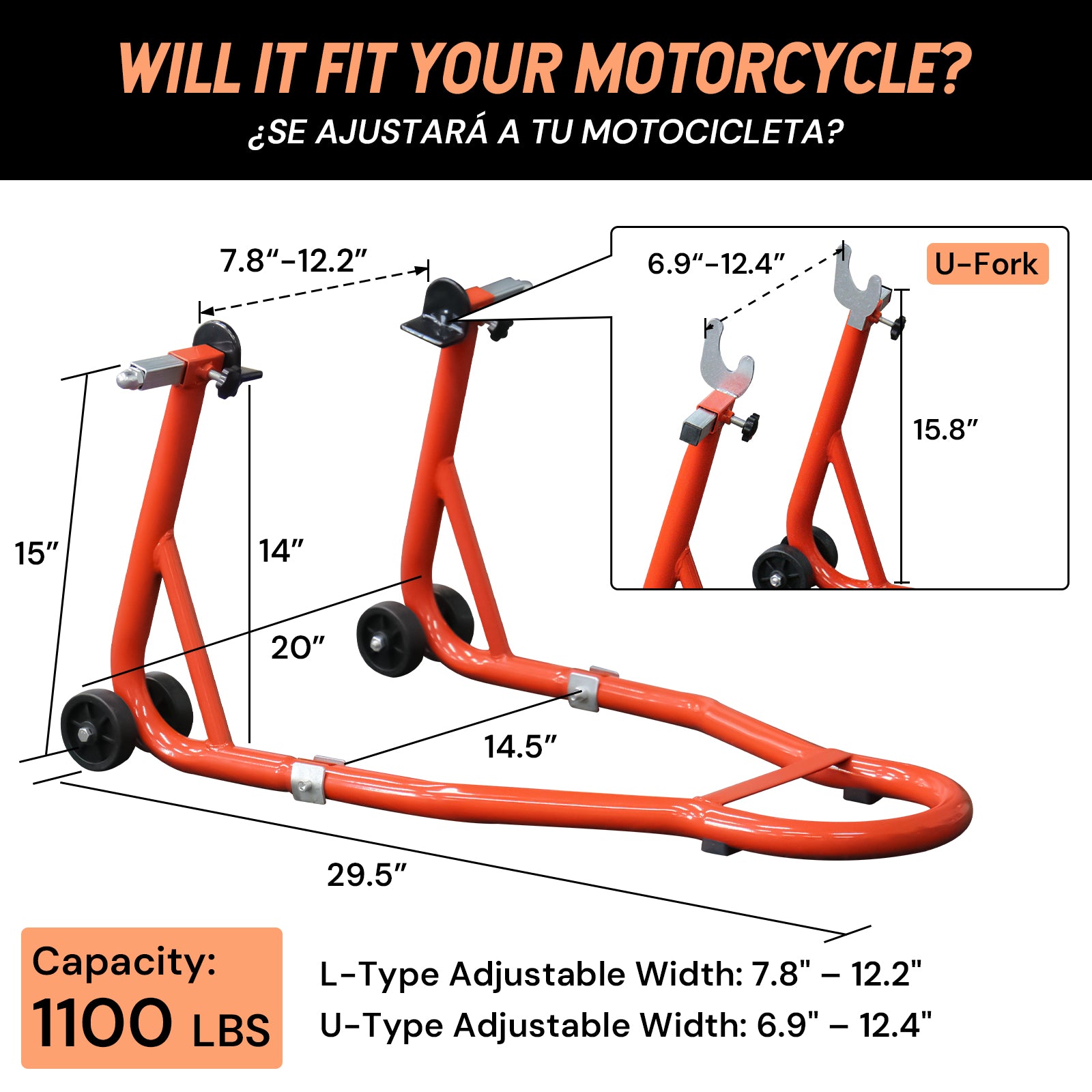 Motorcycle Rear Wheel Stand | Orange | Sekamtools
