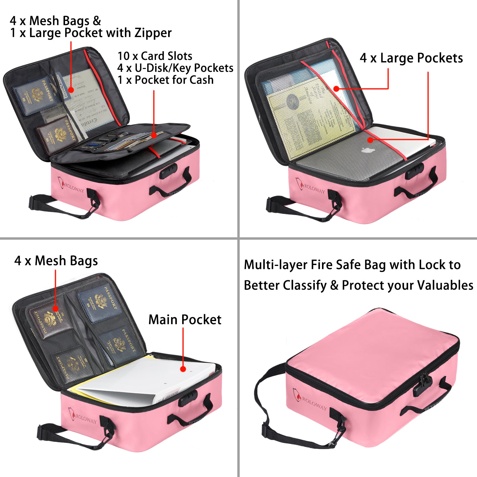 Fireproof bag | Multilayer | Lovey Rose | XL