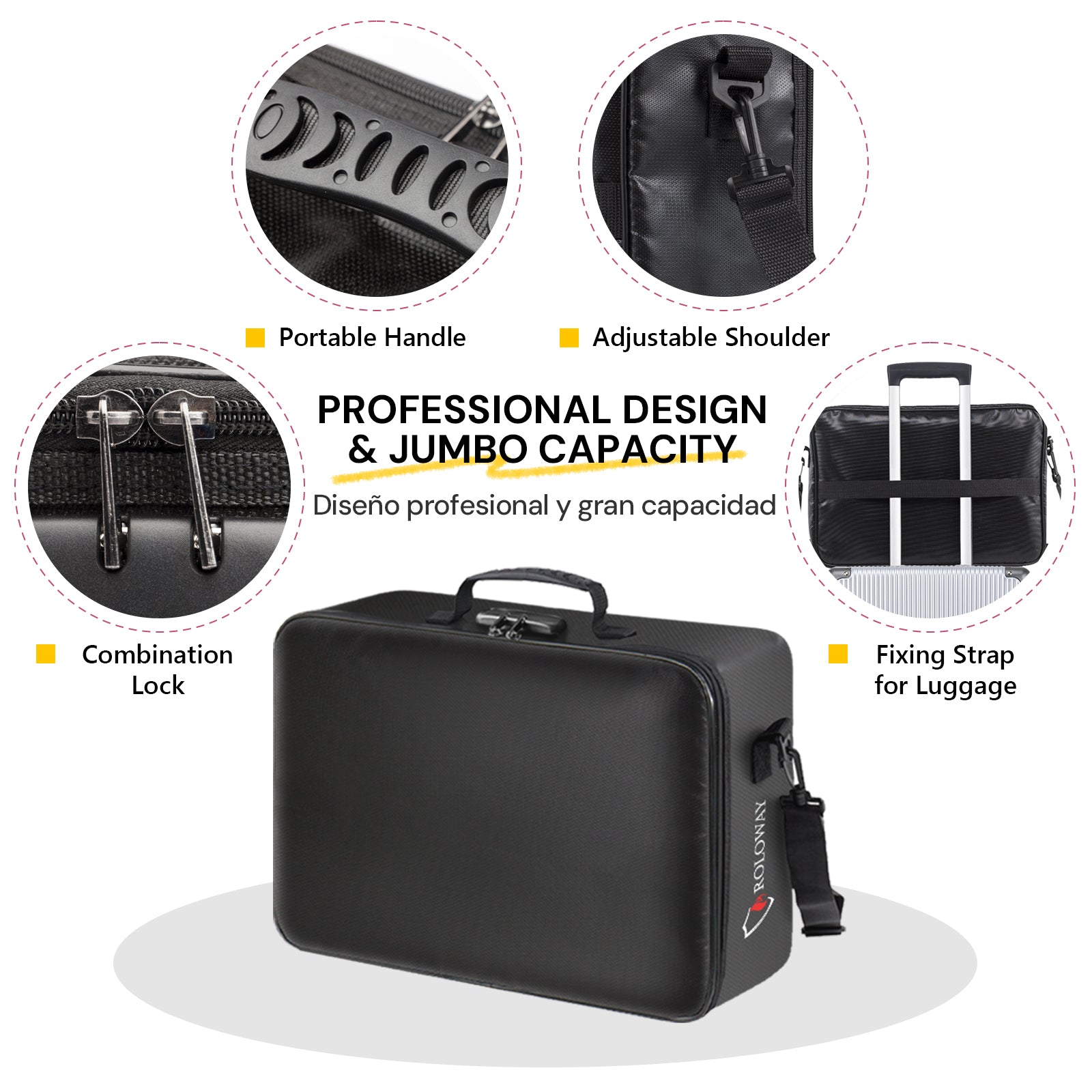 Bundle-ROLOWAY SAFE Caja fuerte grande para dinero con 2 bolsas de dinero ignífugas y bolsa de almacenamiento de archivos ignífuga, color negro (17 x 11,8 x 5 pulgadas) con cerradura