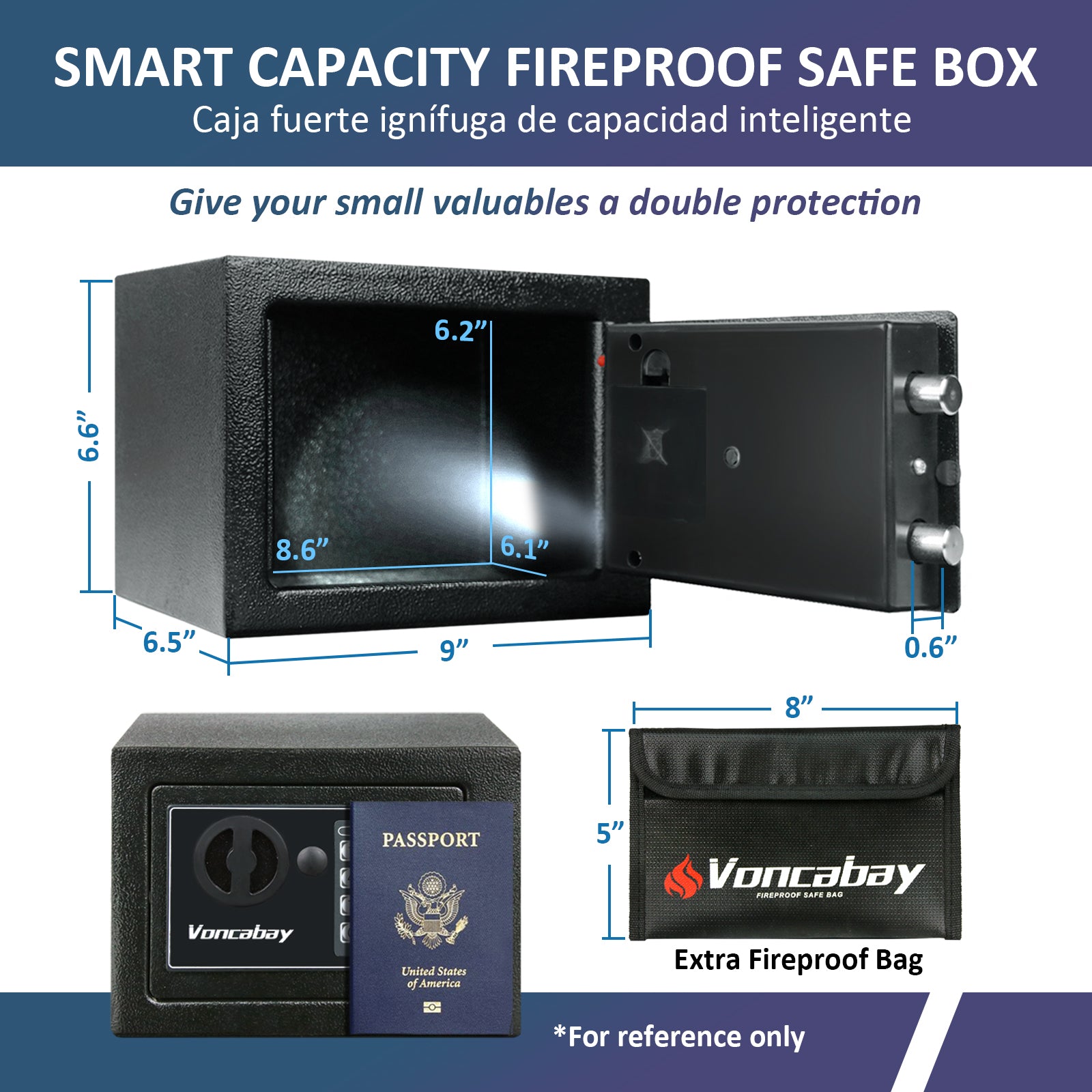 Safe Box | 0.23 Cubic Feet with Black Keypad  | Voncabay