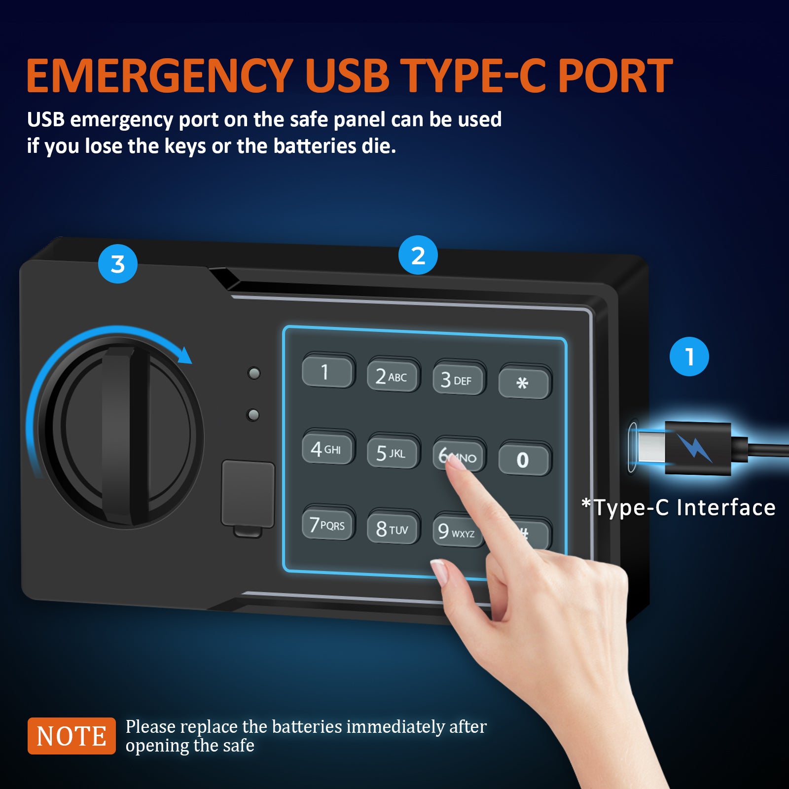 Safe Box | 0.23 Cubic Feet with USB Emergency Power Outlet  | Voncabay