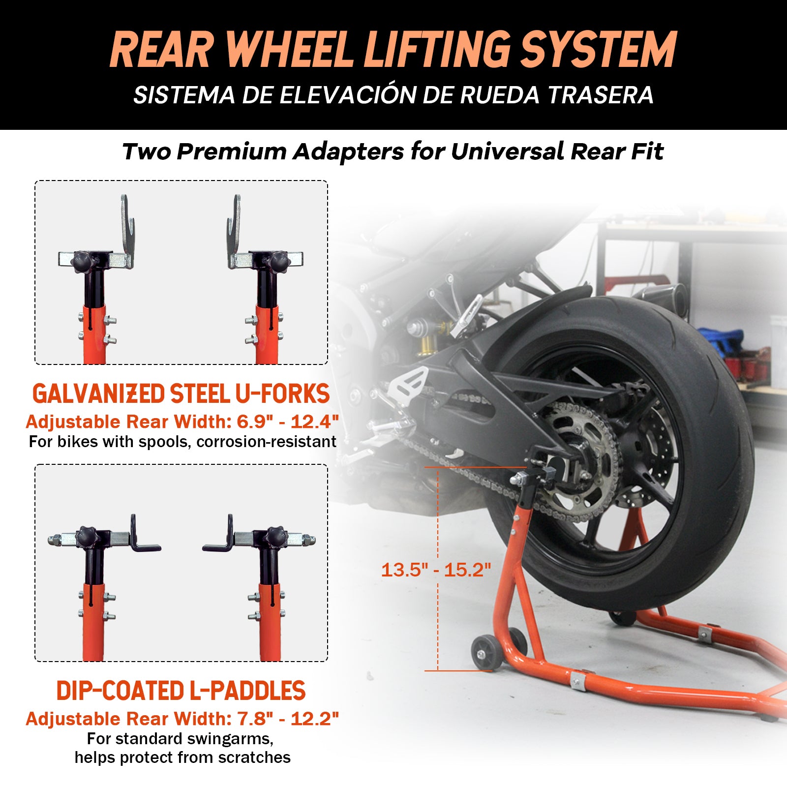 Motorcycle Front Rear Combo Stand Lift | Orange/Black | Sekamtools