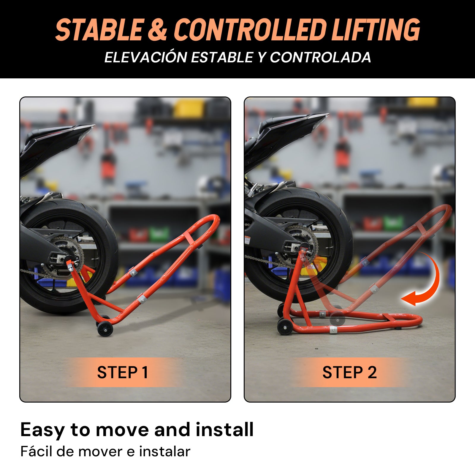 Motorcycle Rear Wheel Stand | Orange | Sekamtools
