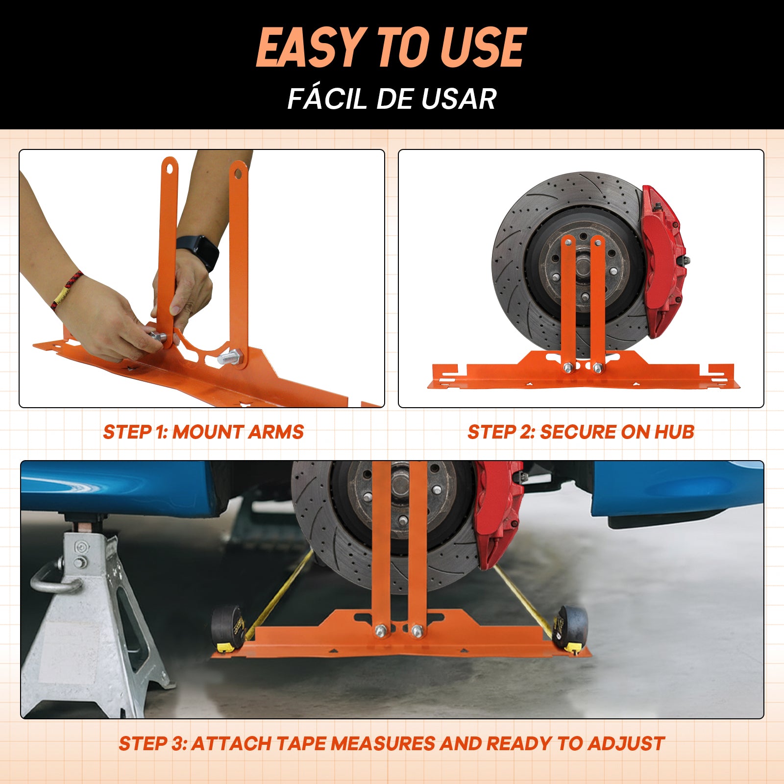 Wheel Alignment Tool with Connection Sheet | Orange/Black | Sekamtools