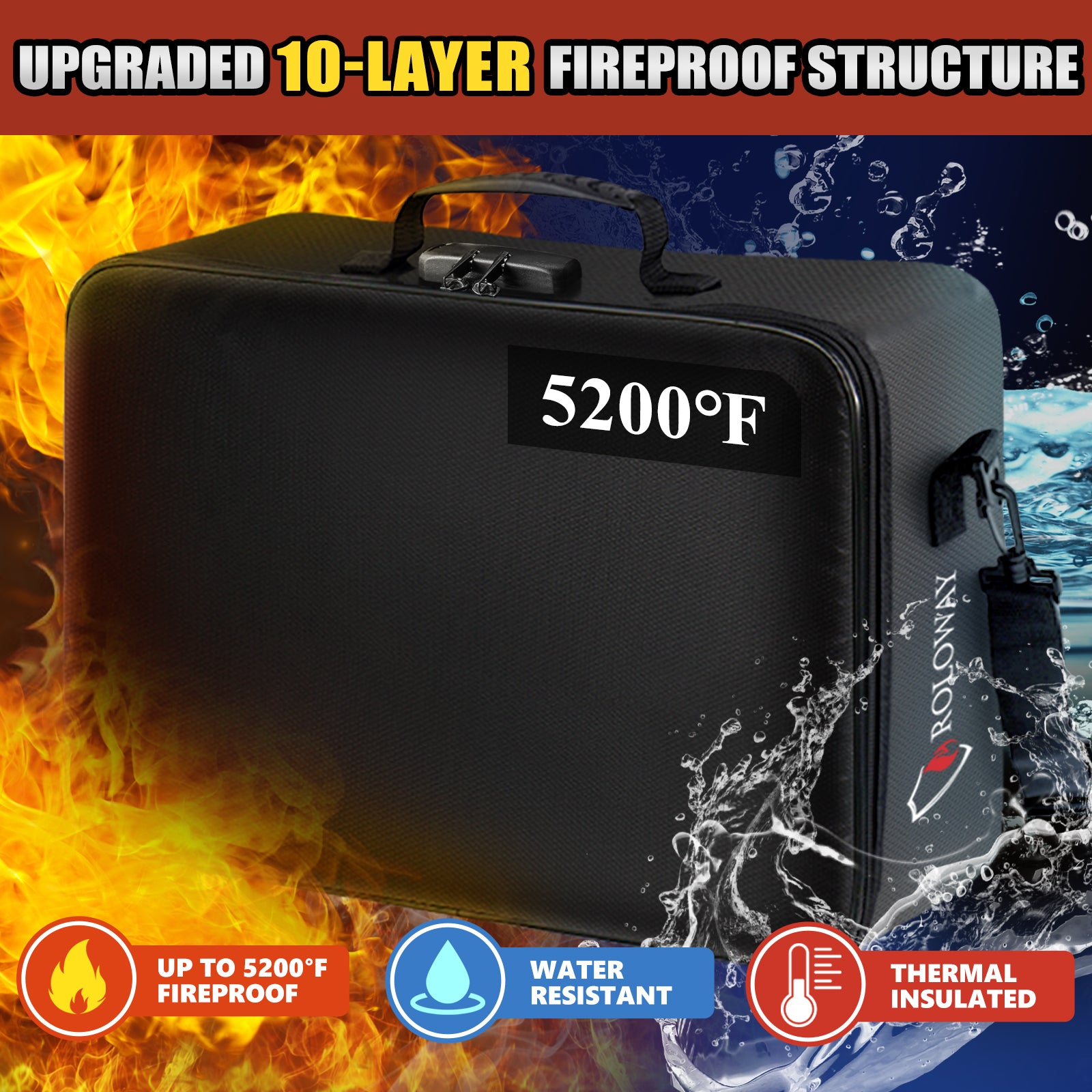 Fireproof bag 5200°F AL | Multilayer | Black | XL