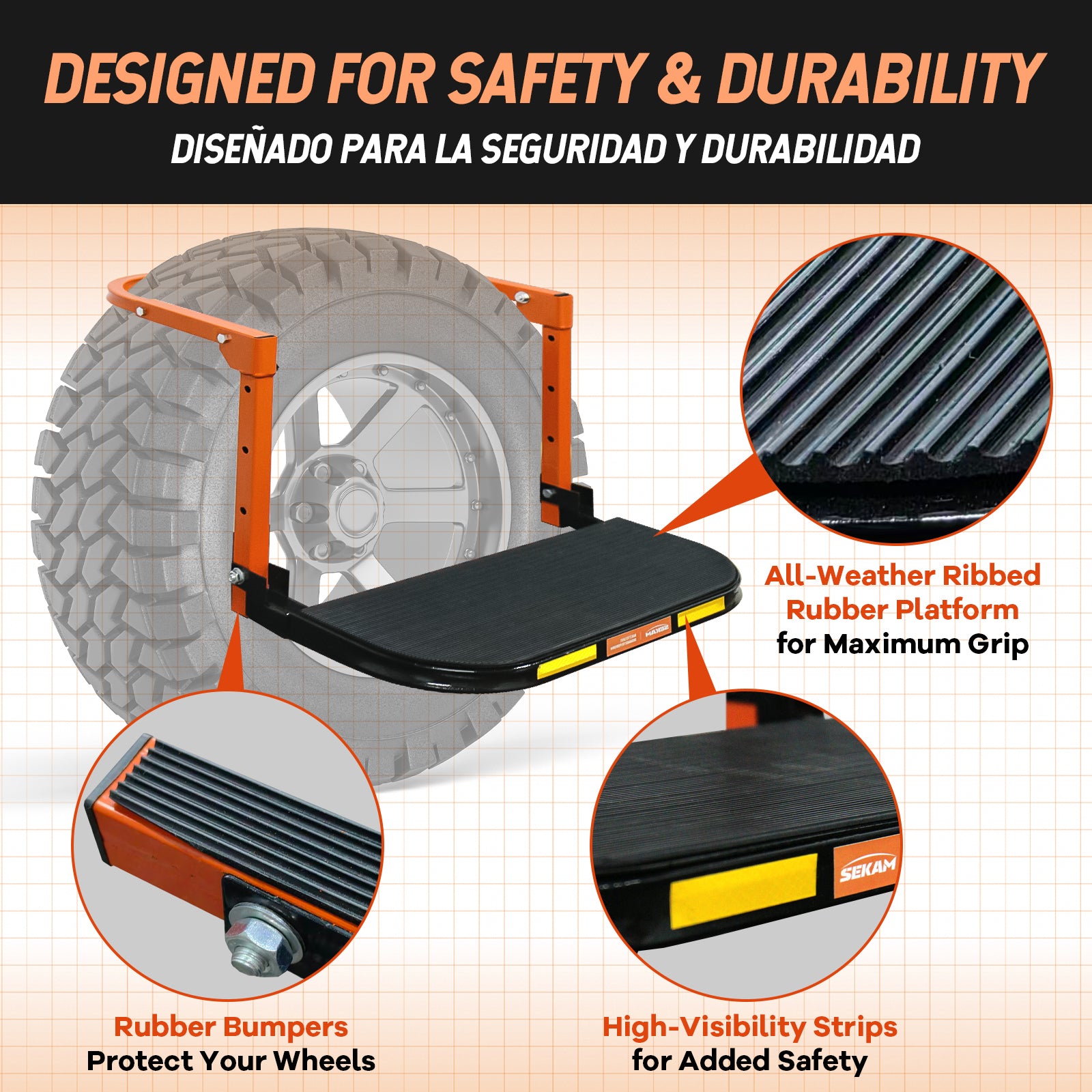 Folding Heavy Duty Tire Step | Orange | Sekamtools