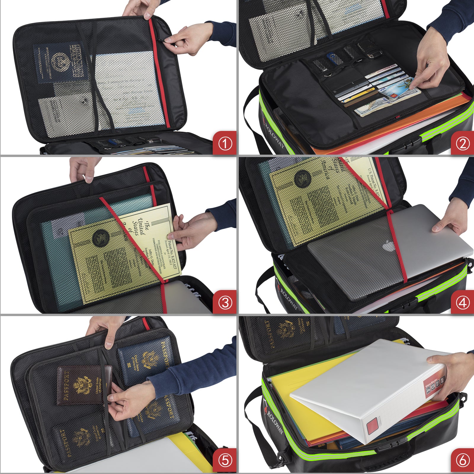 ROLOWAY Bolsa para documentos ignífuga multicapa con cerradura (17 x 12 x 5 pulgadas)
