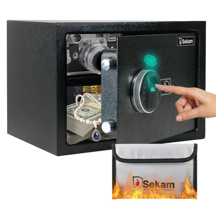 SEKAM Biometric Fingerprint Safe Box with fireproof money bags for secure storage5