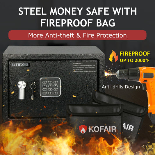 Safe Box | 0.8 Cubic Feet Black | Kofair