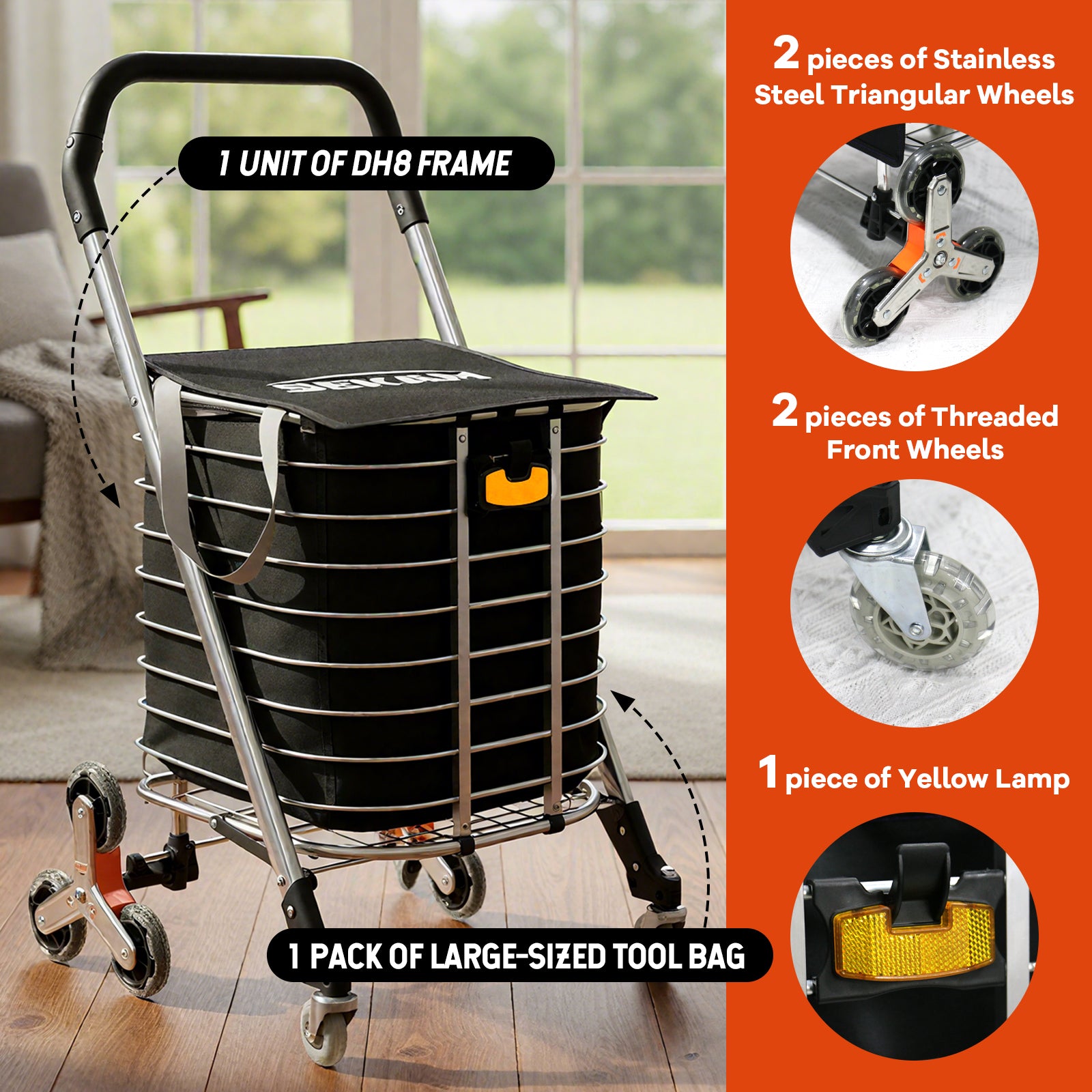 Foldable Stair-climbing Cart | Black & Sliver | Sekamtools