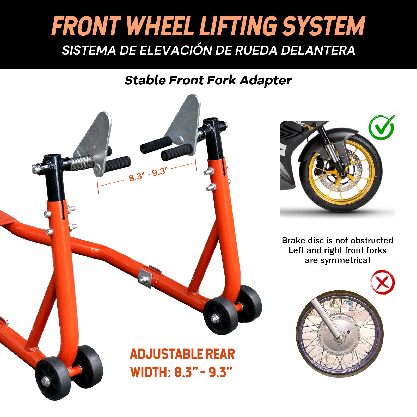 Motorcycle Front Rear Combo Stand Lift | Orange/Black | Sekamtools