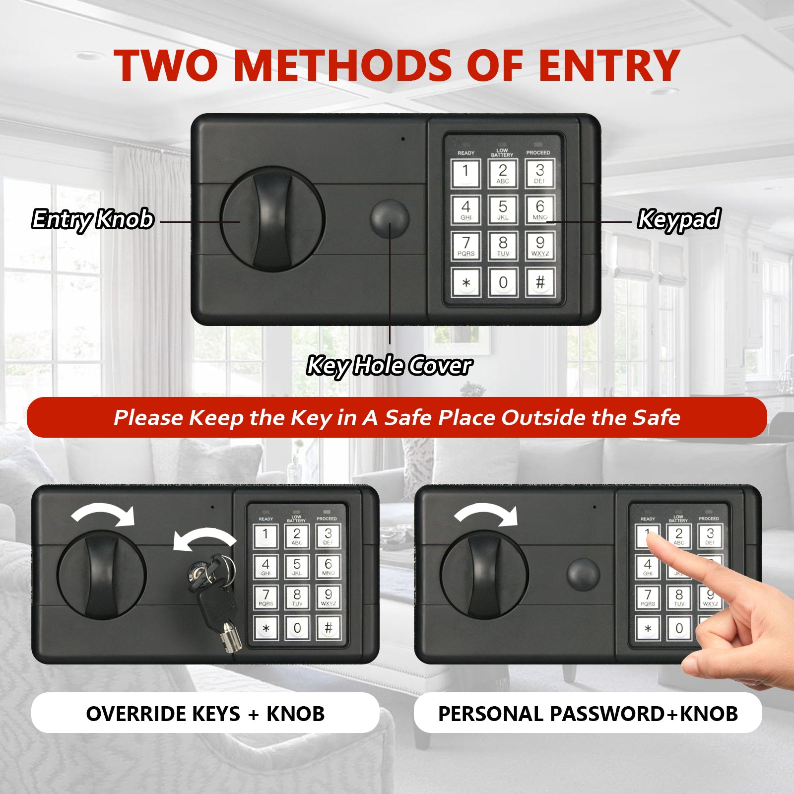 Safe Box | 1.5 Cubic Feet with Black Keypad | Voncabay