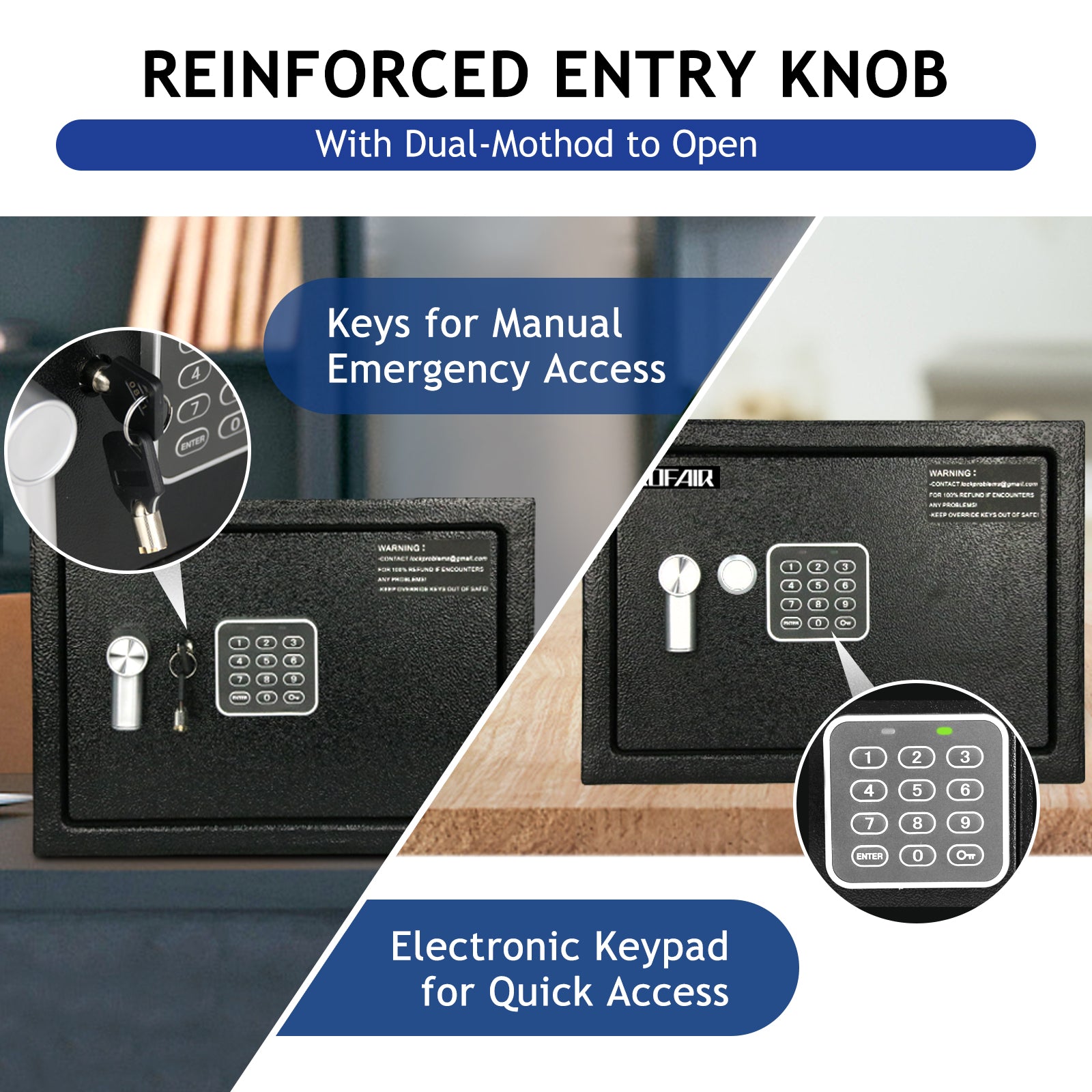 Safe Box | 0.8 Cubic Feet Black | Kofair