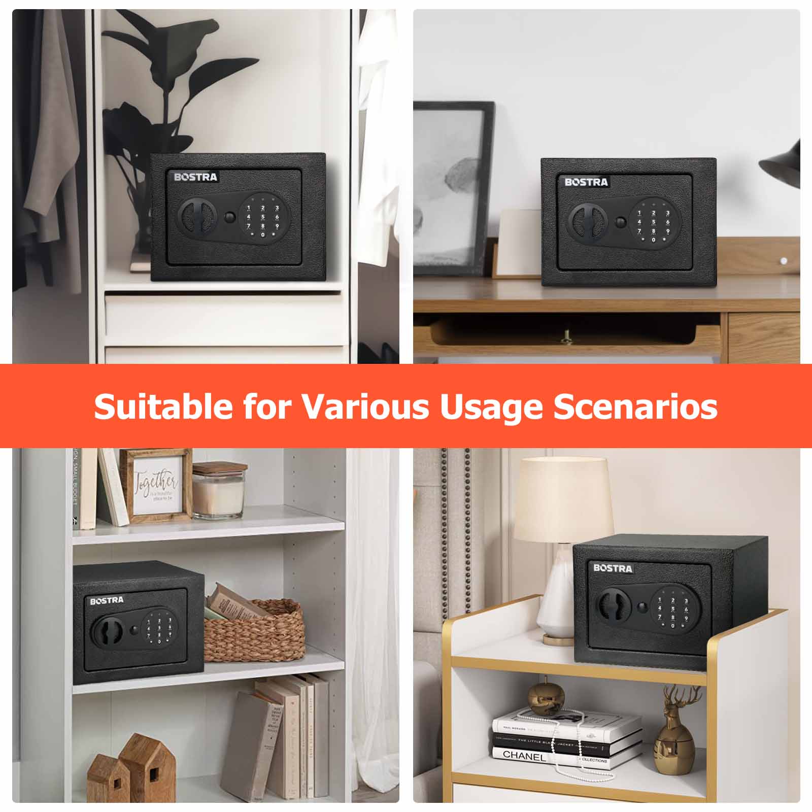 Safe Box | 0.23 Cubic Feet with 9070 keypad in multiple colors | Bostra