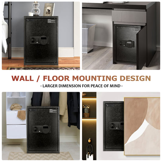 ROLOWAY black safe money safe box for home with fireproof money bags 2.2 cubic feet2
