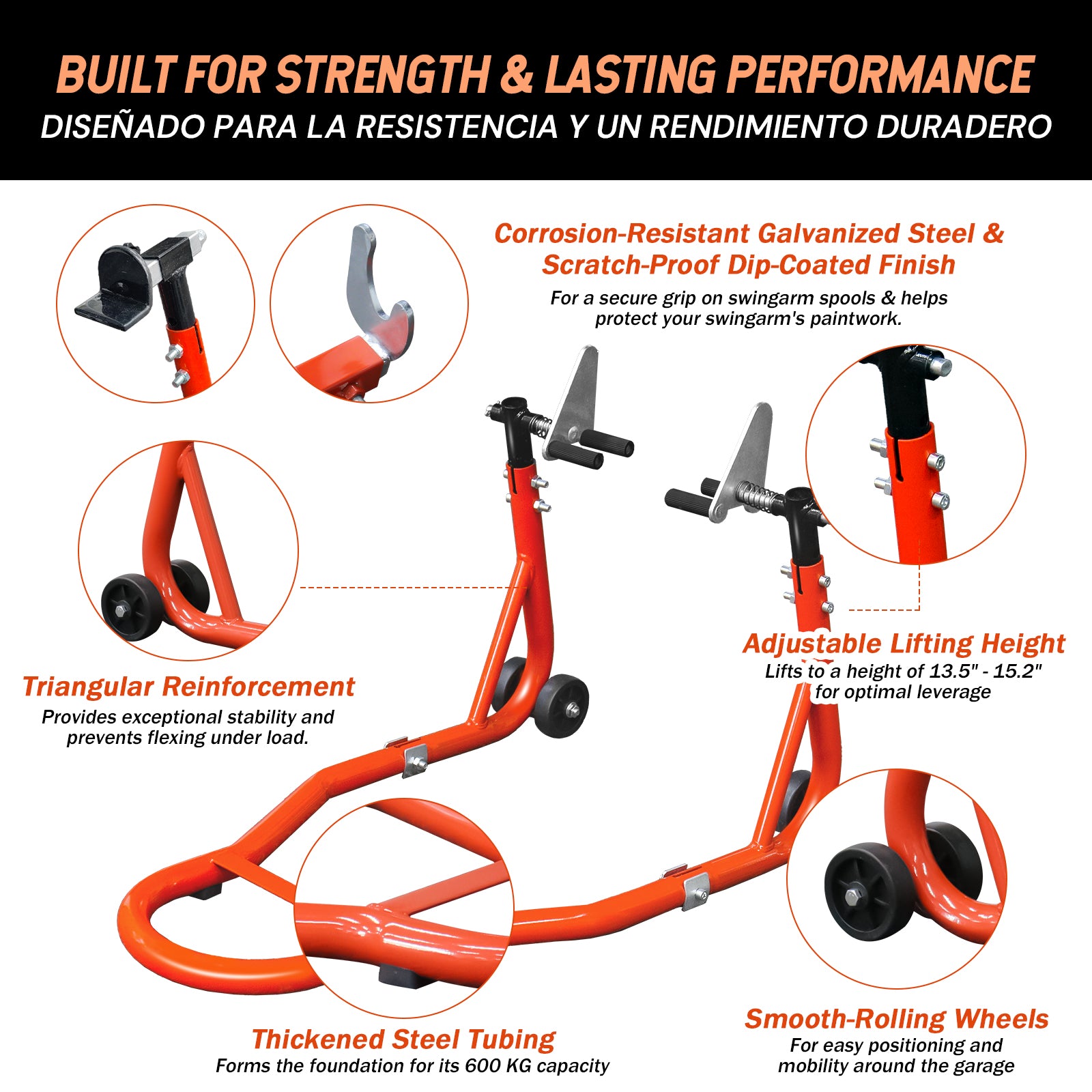 Motorcycle Front Rear Combo Stand Lift | Orange/Black | Sekamtools