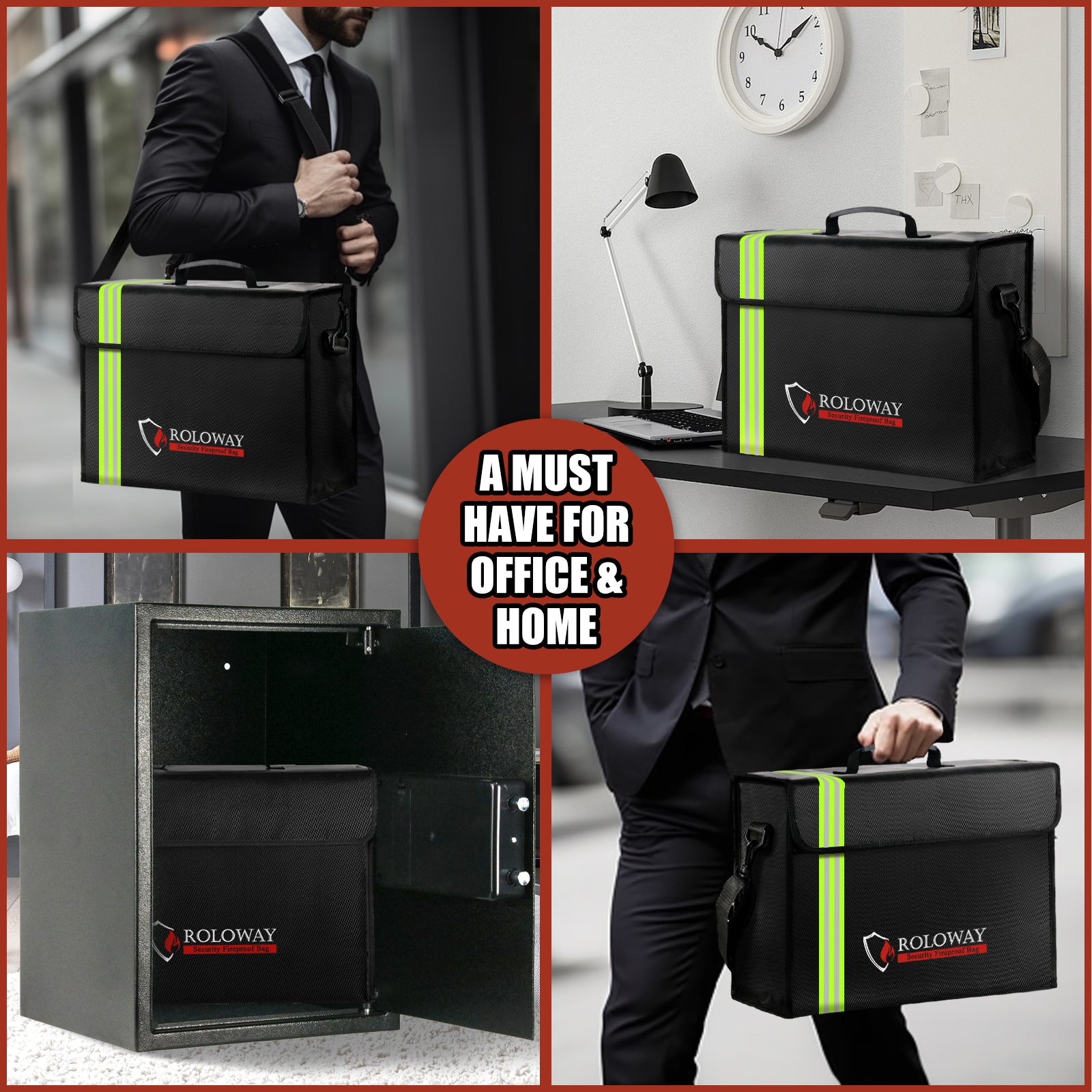 Fireproof bag 5200°F AL | Black with Reflective Strip | XL