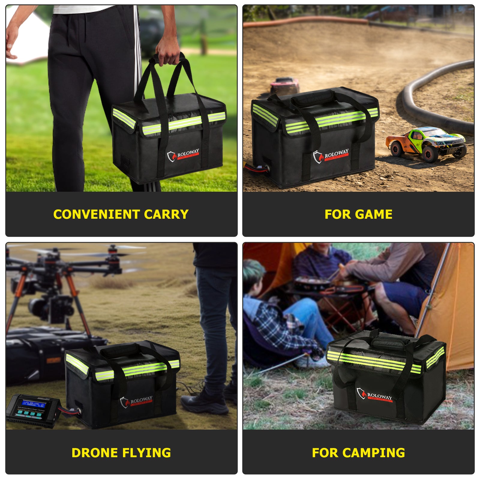 ROLOWAY Lipo Battery Bag Fireproof Safety Storage (15 x 8.5 x 10 inch)3