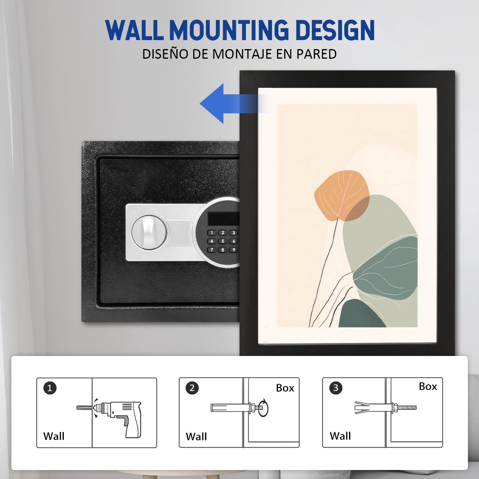 Bundle-ROLOWAY SAFE Caja fuerte grande para dinero con 2 bolsas de dinero ignífugas y bolsa de almacenamiento de archivos ignífuga, color negro (17 x 11,8 x 5 pulgadas) con cerradura