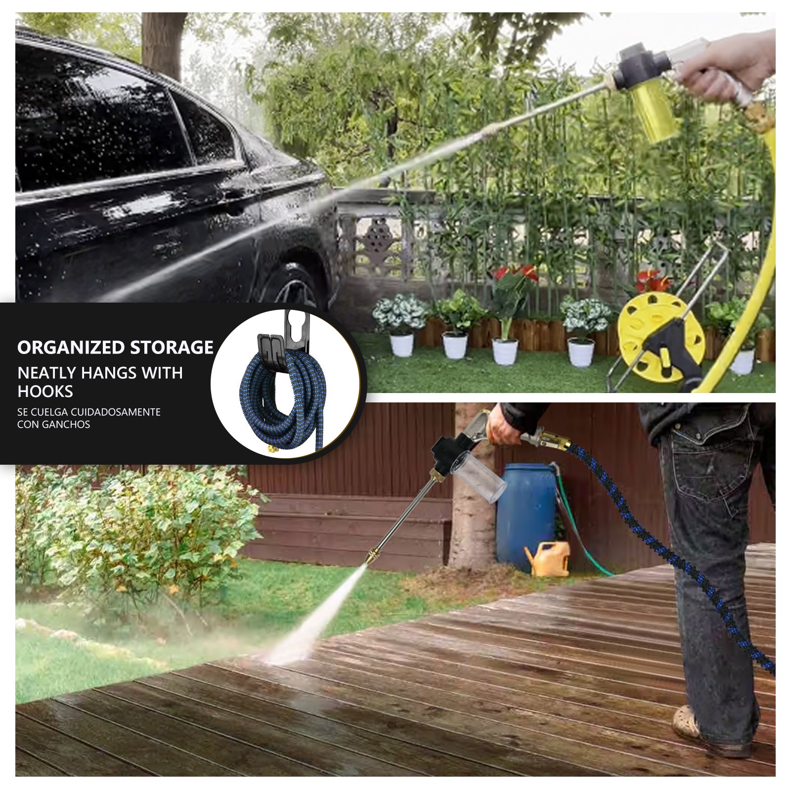Expandable Garden Hose | 10-Mode High-Pressure Nozzle | Blue