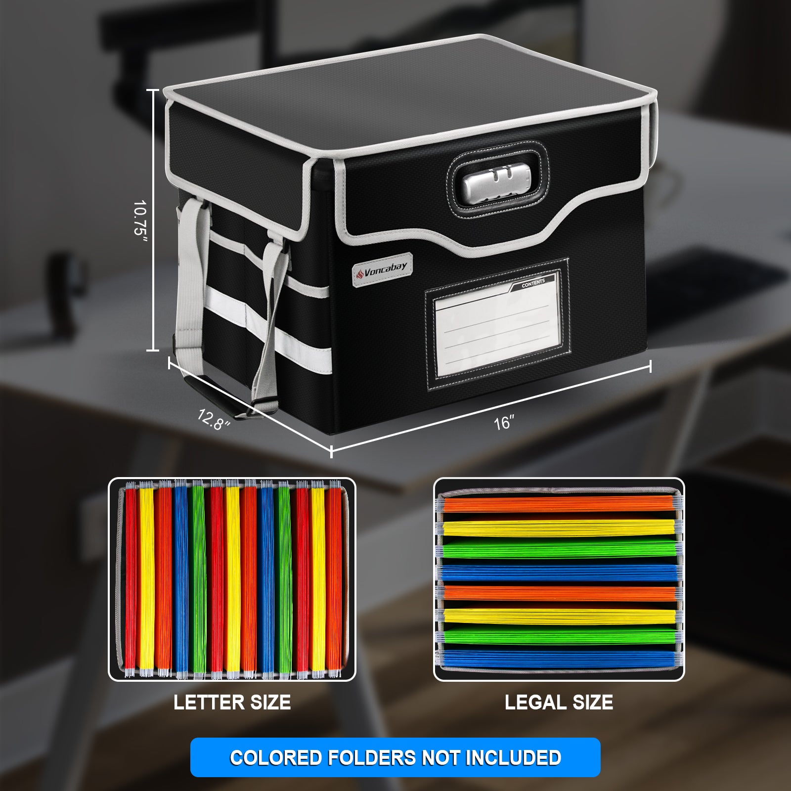 Voncabay fireproof document box with reflective strips for safety6