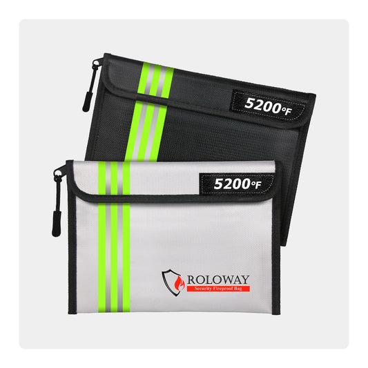 Fireproof pouch 5200℉ AL | 2-pack Black & Sliver with Reflective Strip | M