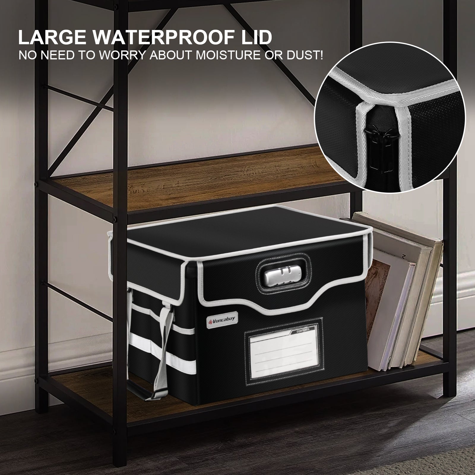 Voncabay fireproof document box with reflective strips for safety3