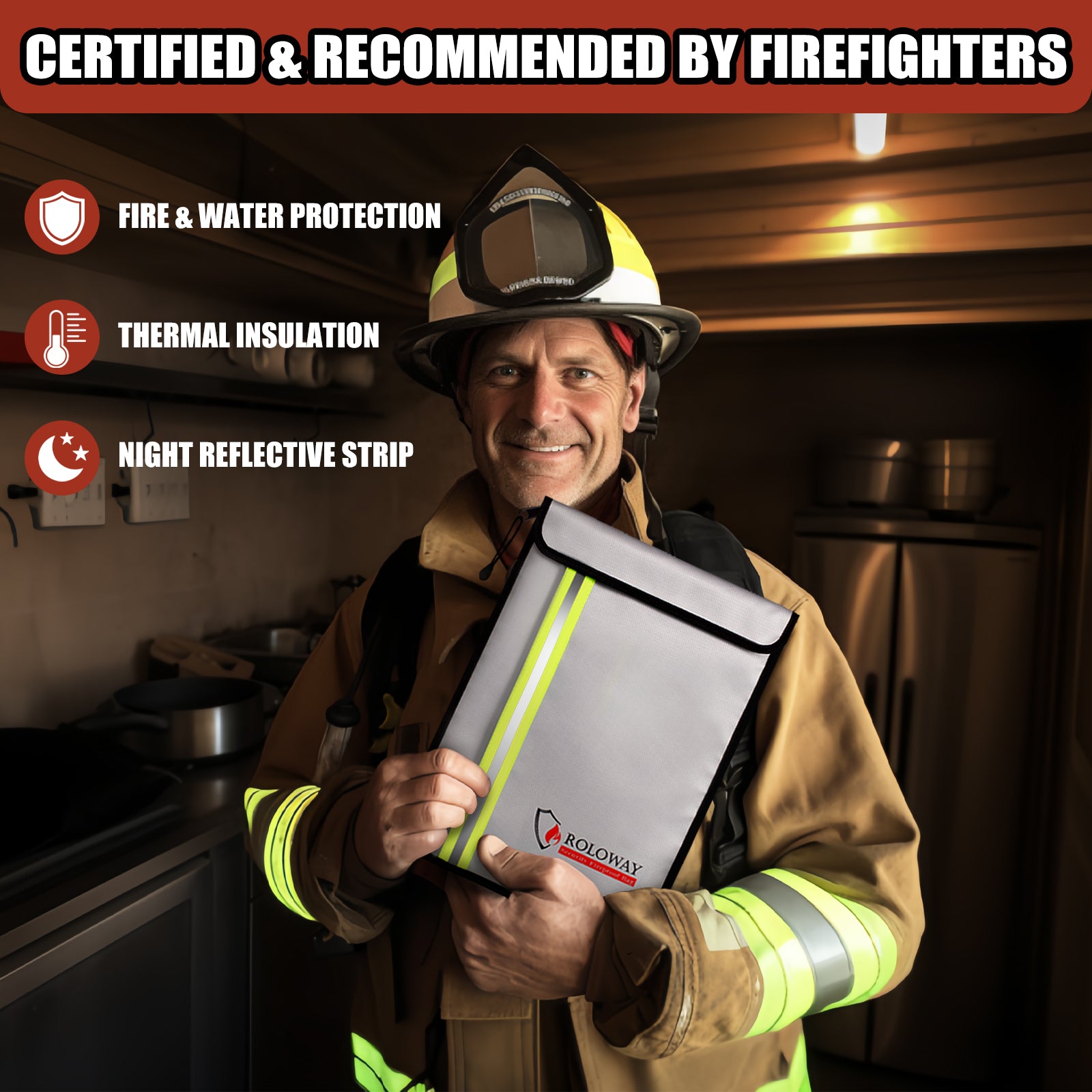 ROLOWAY upgraded 5200°F fireproof document bag 15.5 x 11.5 inch8