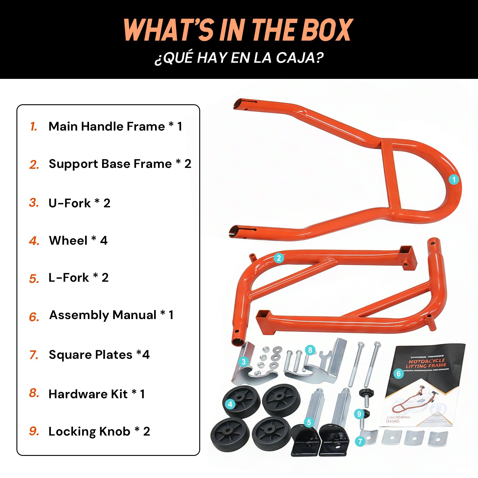 Motorcycle Rear Wheel Stand | Orange | Sekamtools