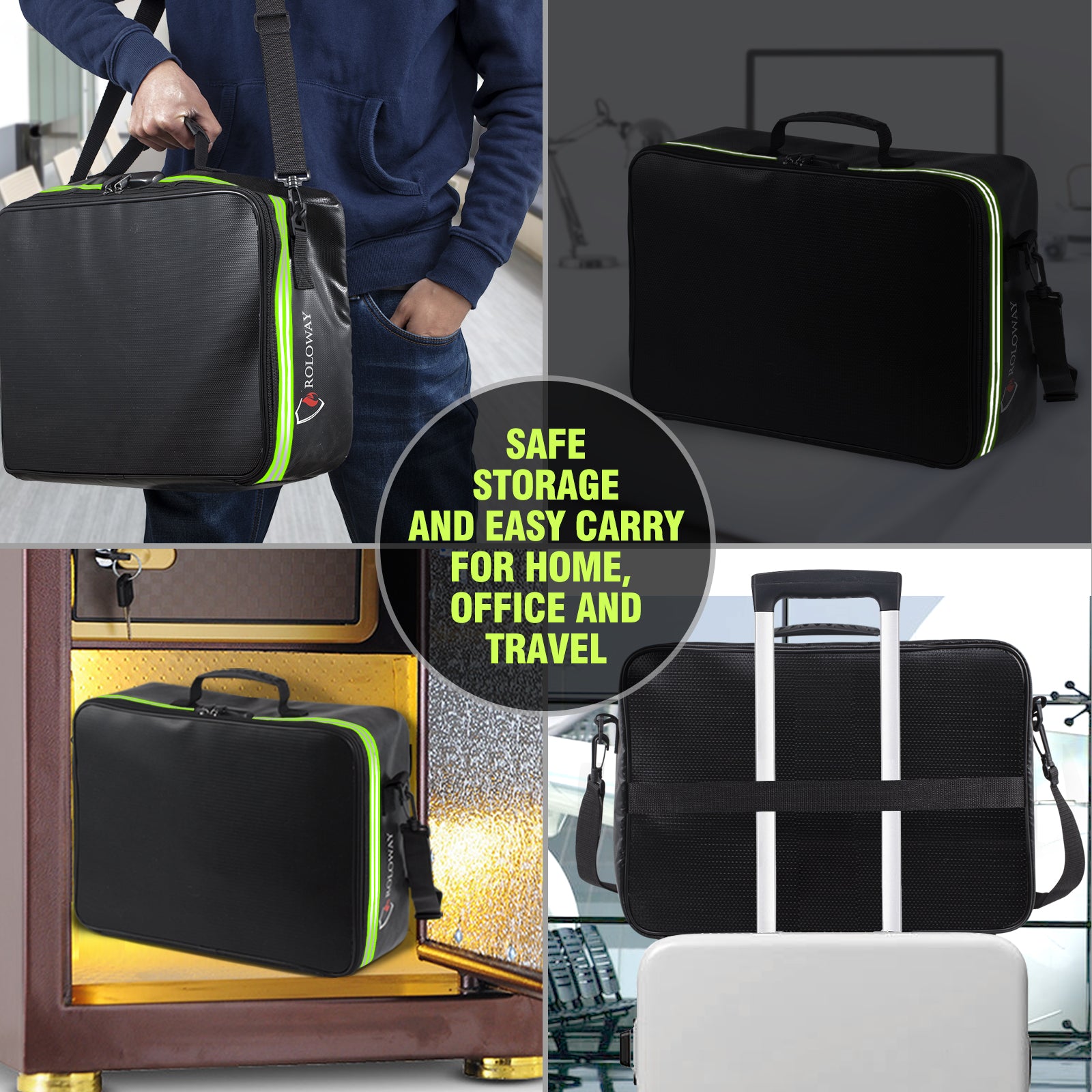 ROLOWAY Bolsa para documentos ignífuga multicapa con cerradura (17 x 12 x 5 pulgadas)