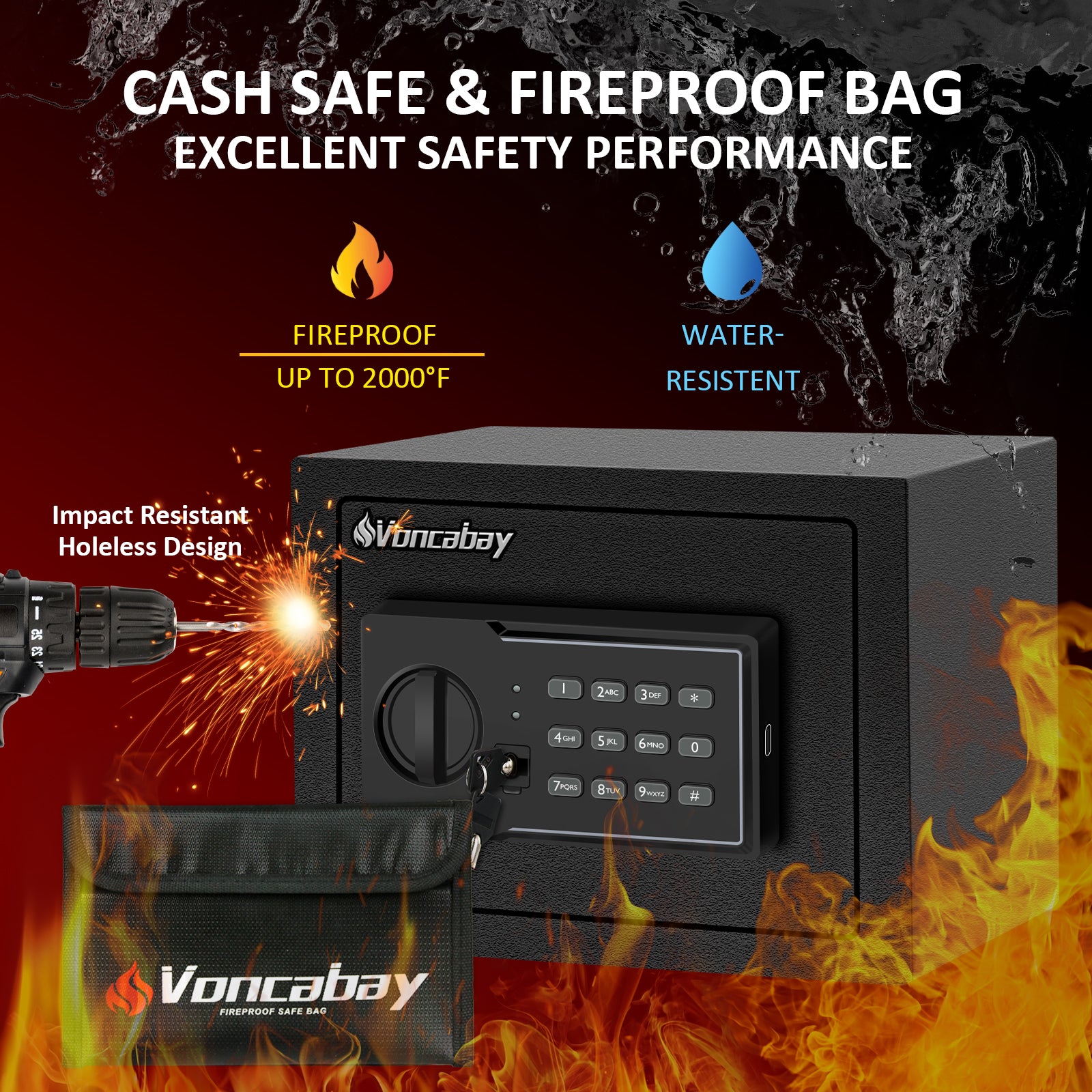 Safe Box | 0.23 Cubic Feet with USB Emergency Power Outlet  | Voncabay