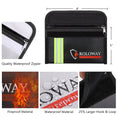 Charger l'image dans la visionneuse de la galerie, ROLOWAY SAFE small black and silver fireproof bag with reflective strip measuring 5 x 8 inches2