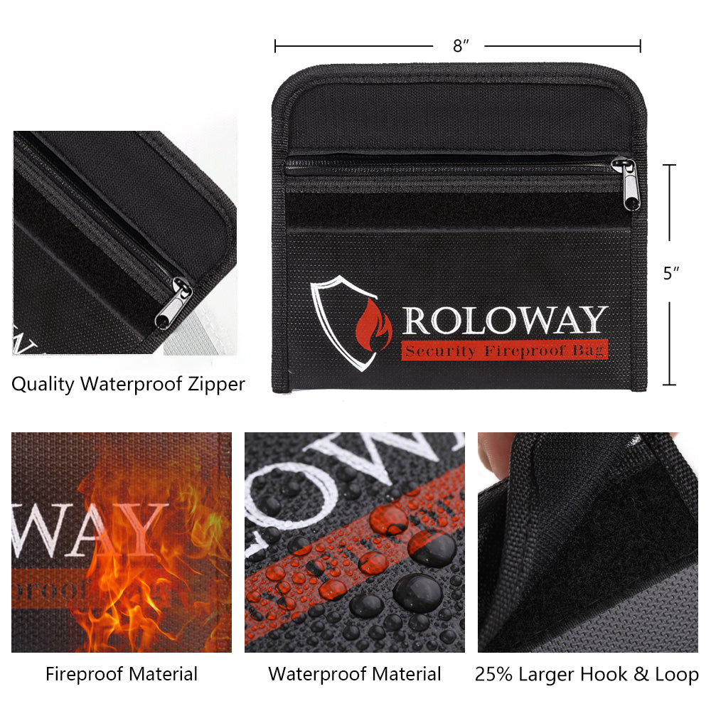ROLOWAY SAFE steel small money safe box with fireproof cash bag bundle, 2-pack black1