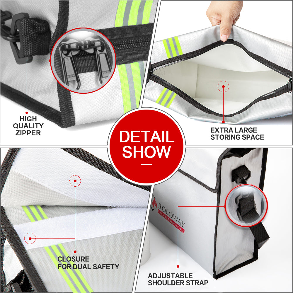 ROLOWAY X-LARGE Fireproof Bag with Reflective Strip for safety and secure storage2
