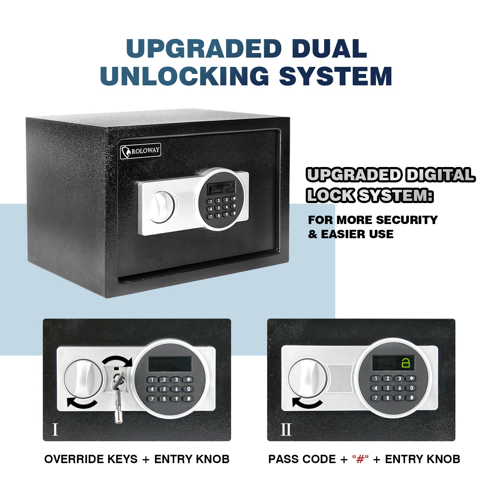 ROLOWAY SAFE Large Money Safe Box with Fireproof Money Bags and Document Bag2