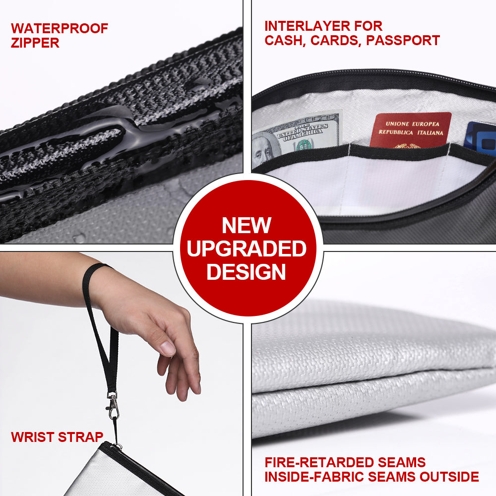 ROLOWAY Fireproof Document Bag with Reflective Strip, 13.4 x 9.8 inches1