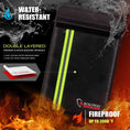 Cargar la imagen en la vista de la galería, ROLOWAY Fireproof Document Bag 15x11 inch with Dual Pockets and Reflective Strip in Black2