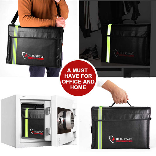 ROLOWAY JUMBO fireproof bag with reflective strip 17x12x5.8 inches3